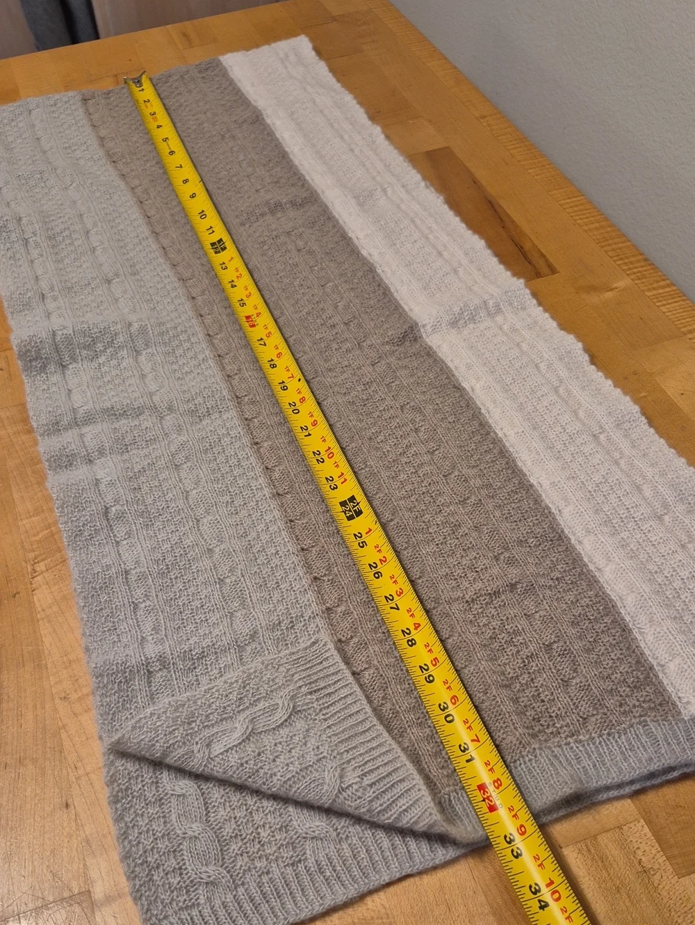 Gray Toupe Cream Super Soft Classic Twisted Cable Knit Scarf